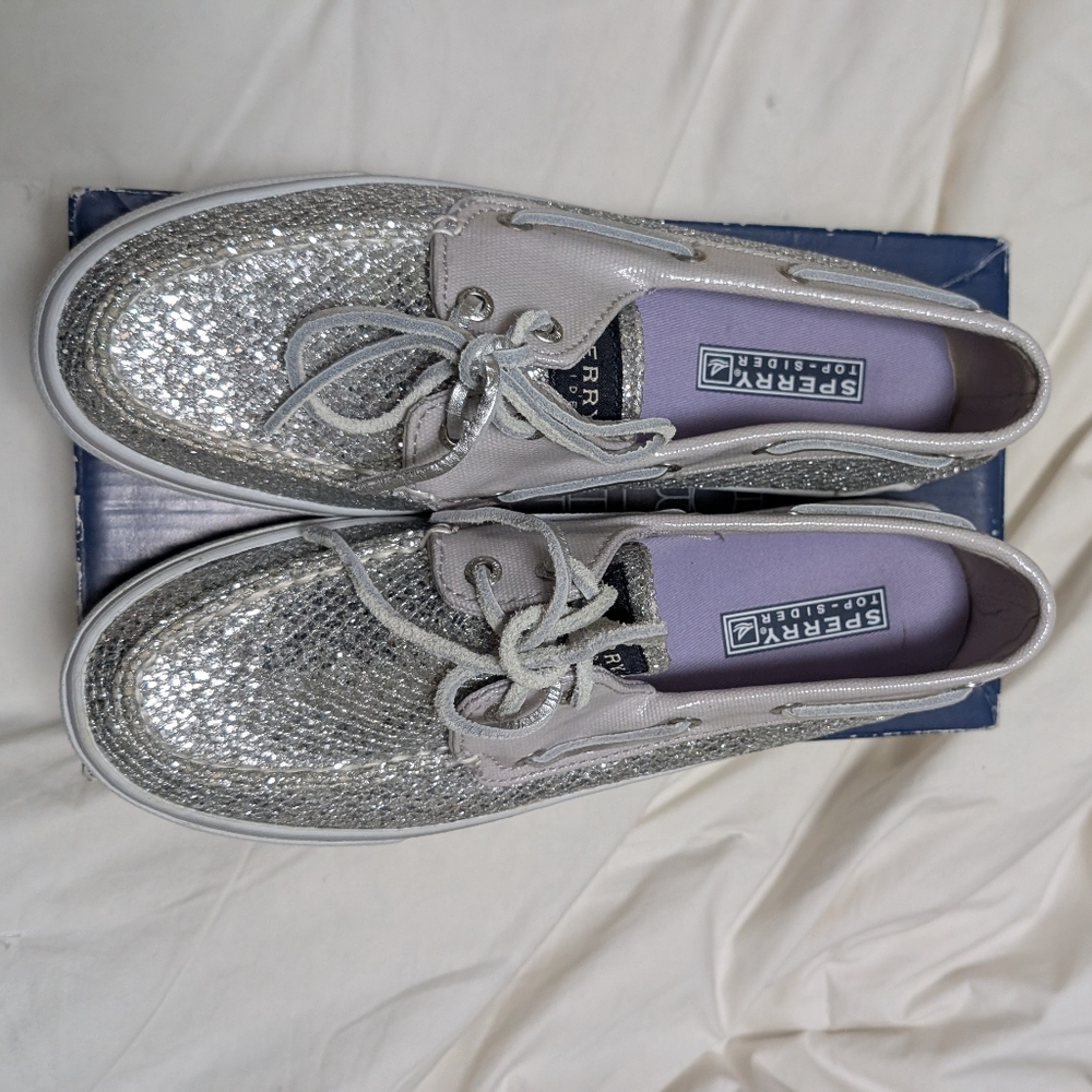 Like New Sperry Women's Silver Boat Shoes 7